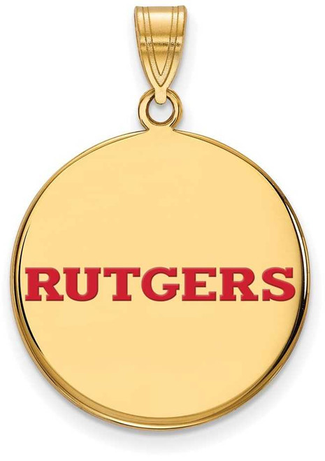 Image of Gold Plated Sterling Silver Rutgers Large Enamel Disc Pendant by LogoArt