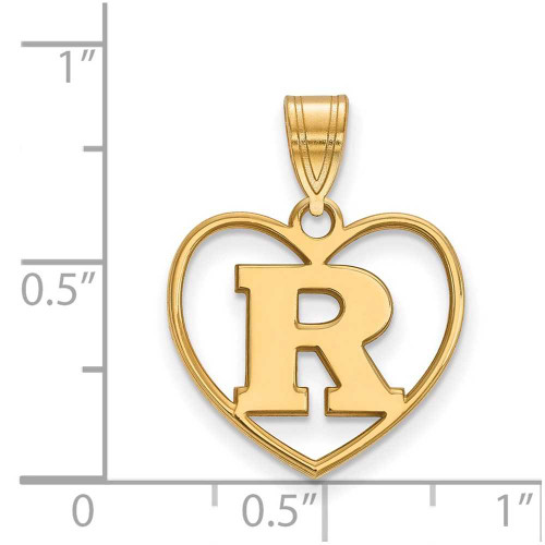 Image of Gold Plated Sterling Silver Rutgers Pendant in Heart by LogoArt