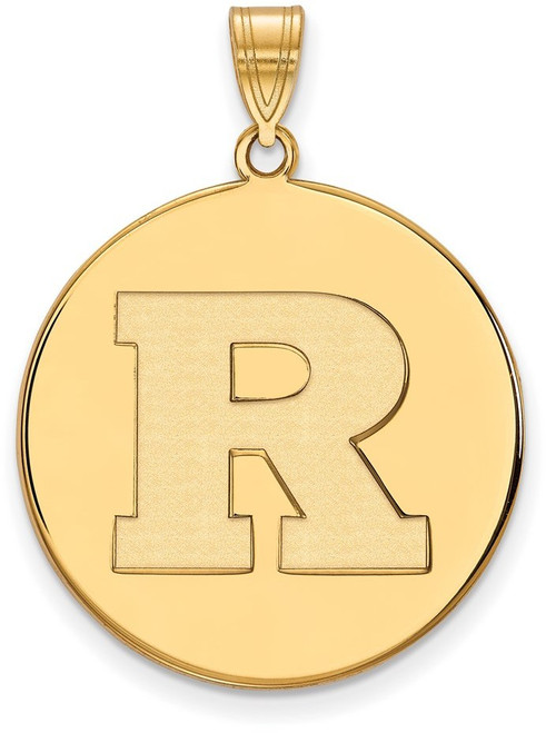 Gold Plated Sterling Silver Rutgers XL Disc Pendant by LogoArt (GP021RUT)