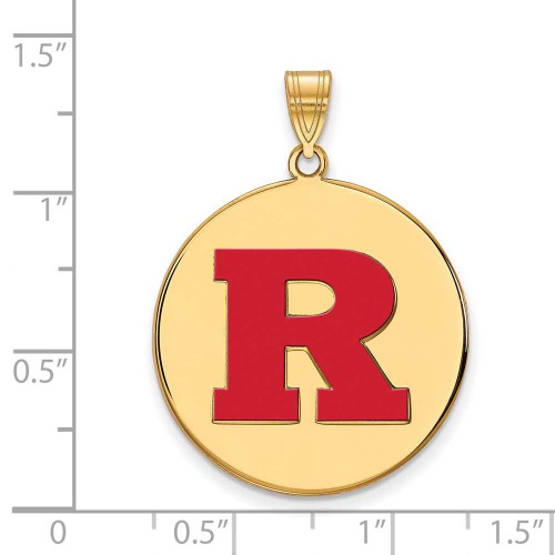 Image of Gold Plated Sterling Silver Rutgers XL Enamel Disc Pendant by LogoArt (GP022RUT)