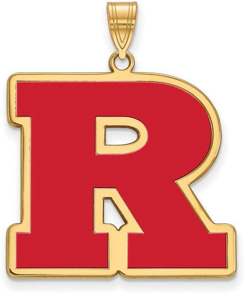 Image of Gold Plated Sterling Silver Rutgers XL Enamel Pendant by LogoArt