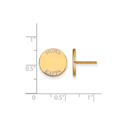 Gold Plated Sterling Silver Sigma Kappa Enamel Post Earrings by LogoArt GP020SKP