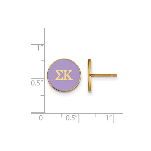 Gold Plated Sterling Silver Sigma Kappa Enamel Post Earrings by LogoArt GP031SKP