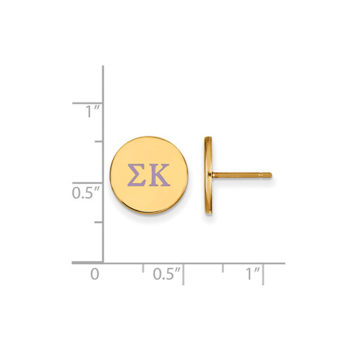 Gold Plated Sterling Silver Sigma Kappa Enamel Post Earrings by LogoArt GP032SKP