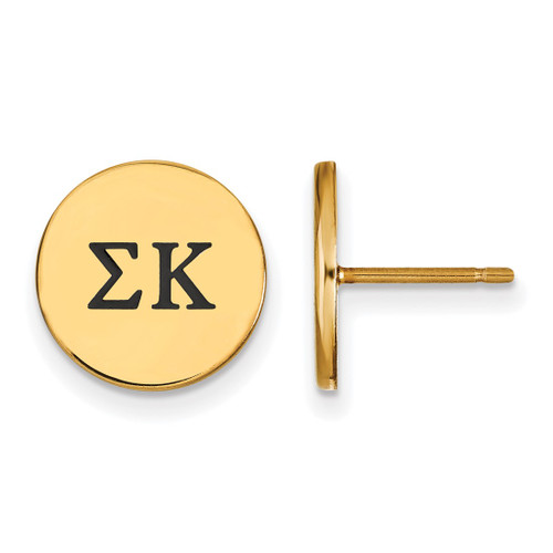 Gold Plated Sterling Silver Sigma Kappa Enamel Post Earrings by LogoArt GP033SKP