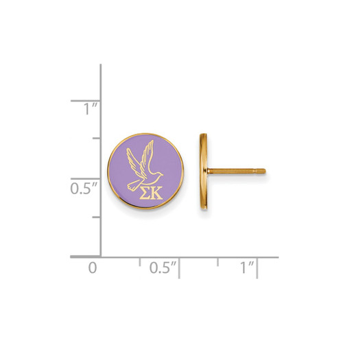 Gold Plated Sterling Silver Sigma Kappa Enamel Post Earrings by LogoArt GP046SKP