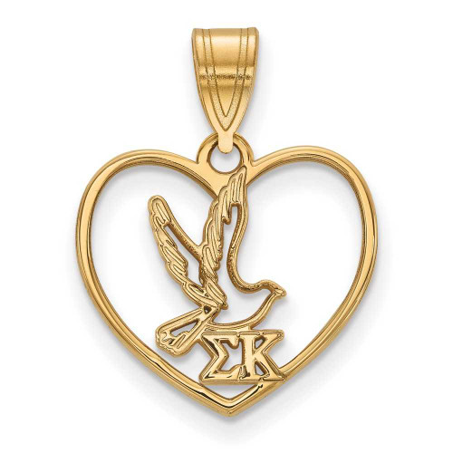 Image of Gold Plated Sterling Silver Sigma Kappa Heart Pendant by LogoArt (GP040SKP)