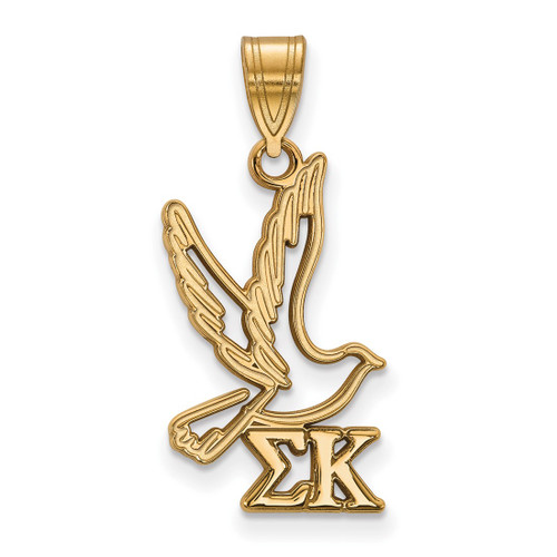 Gold Plated Sterling Silver Sigma Kappa Medium Pendant by LogoArt (GP036SKP)