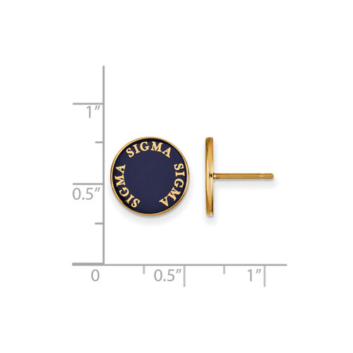 Gold Plated Sterling Silver Sigma Sigma Sigma Post Earrings by LogoArt GP019SSS