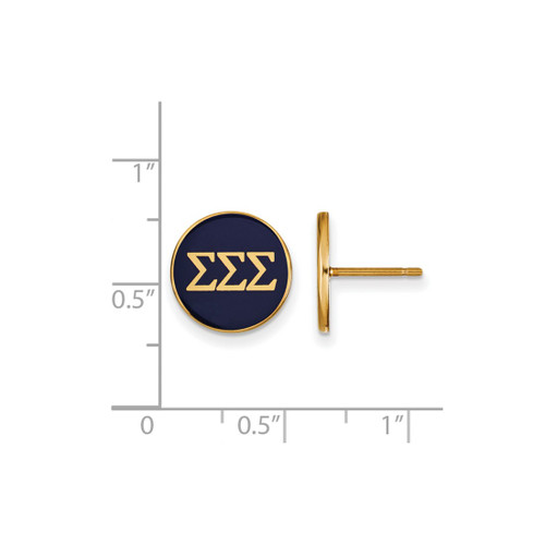 Gold Plated Sterling Silver Sigma Sigma Sigma Post Earrings by LogoArt GP031SSS