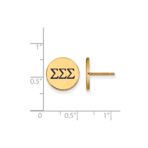 Gold Plated Sterling Silver Sigma Sigma Sigma Post Earrings by LogoArt GP032SSS