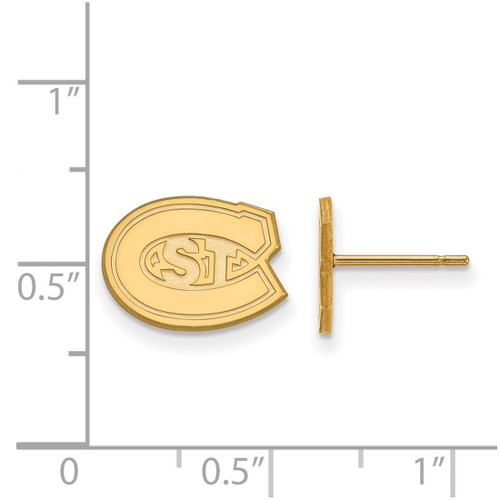 Gold Plated Sterling Silver St. Cloud State X-Small Post Earrings by LogoArt