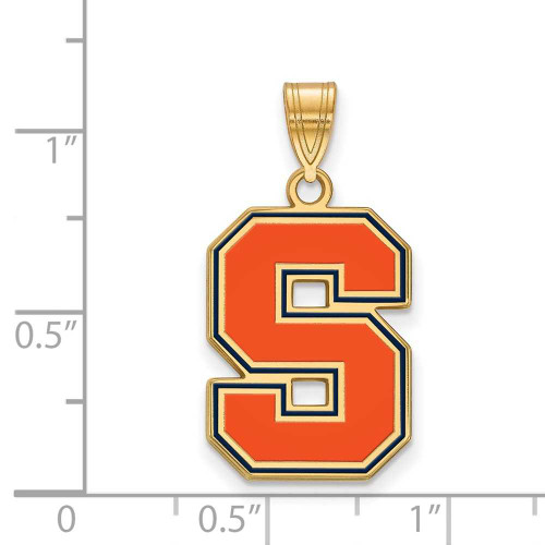 Image of Gold Plated Sterling Silver Syracuse University Large Enamel Pendant by LogoArt