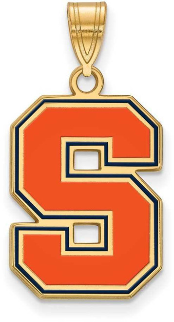 Image of Gold Plated Sterling Silver Syracuse University Large Enamel Pendant by LogoArt