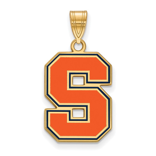 Gold Plated Sterling Silver Syracuse University Large Enamel Pendant by LogoArt