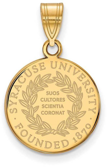 Image of Gold Plated Sterling Silver Syracuse University Medium Crest Pendant by LogoArt
