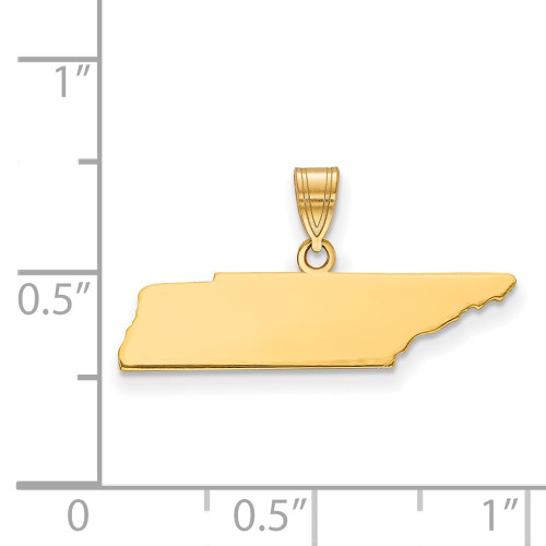 Gold Plated Sterling Silver Tennessee TN State Pendant