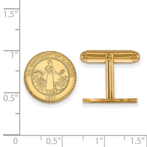 Gold Plated Sterling Silver University of Alabama Crest Cuff Links by LogoArt