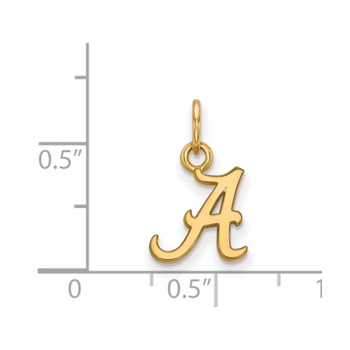 Gold Plated Sterling Silver University of Alabama XSmall Pendant LogoArt GP001