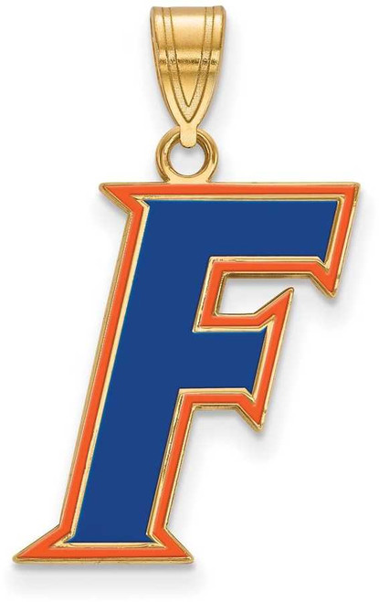 Image of Gold Plated Sterling Silver University of Florida Large Enamel LogoArt Pendant