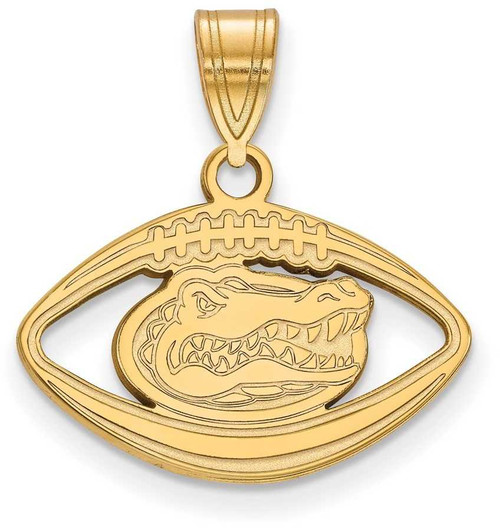 Image of Gold Plated Sterling Silver University of Florida Pendant in Football by LogoArt