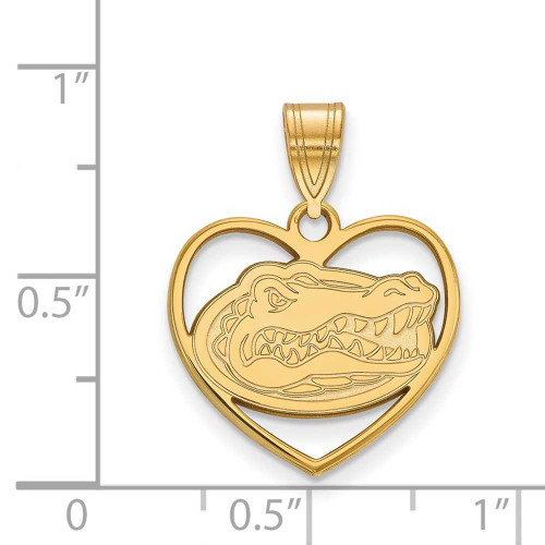Image of Gold Plated Sterling Silver University of Florida Pendant in Heart by LogoArt