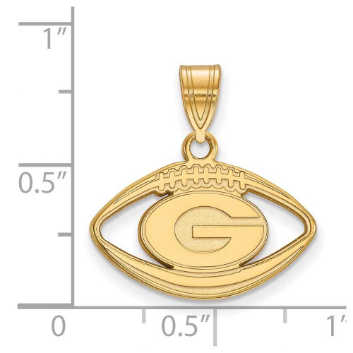 Image of Gold Plated Sterling Silver University of Georgia Pendant in Football by LogoArt