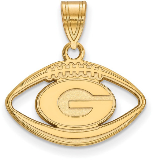 Gold Plated Sterling Silver University of Georgia Pendant in Football by LogoArt