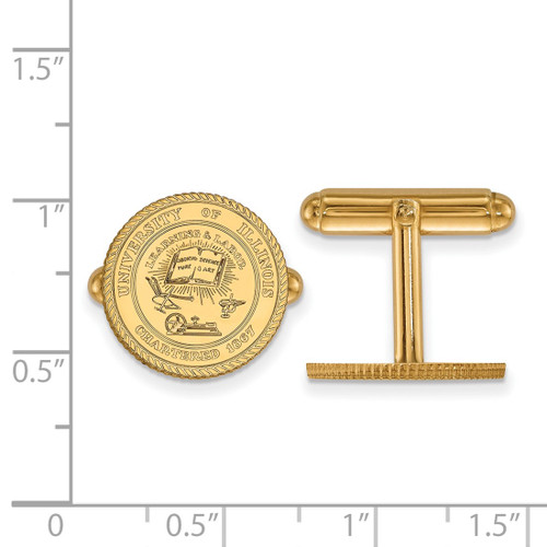 Gold Plated Sterling Silver University of Illinois Crest Cuff Links by LogoArt