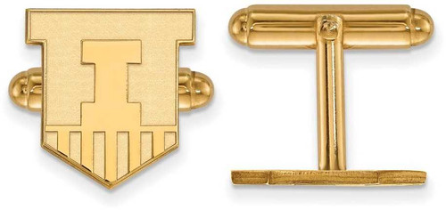 Image of Gold Plated Sterling Silver University of Illinois Cuff Links LogoArt (GP052UIL)