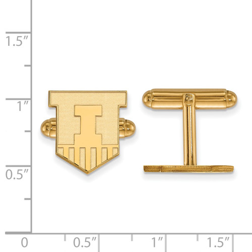 Gold Plated Sterling Silver University of Illinois Cuff Links LogoArt (GP052UIL)
