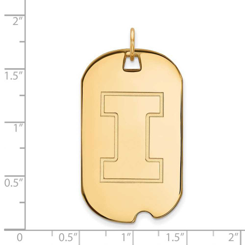 Image of Gold Plated Sterling Silver University of Illinois Large Dog Tag by LogoArt