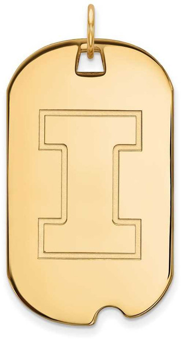 Image of Gold Plated Sterling Silver University of Illinois Large Dog Tag by LogoArt