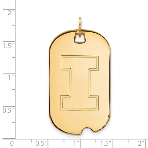 Gold Plated Sterling Silver University of Illinois Large Dog Tag by LogoArt