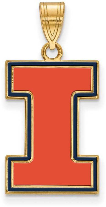 Image of Gold Plated Sterling Silver University of Illinois Large Enamel LogoArt Pendant