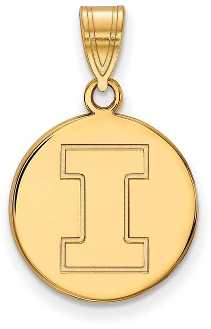 Image of Gold Plated Sterling Silver University of Illinois Medium Disc LogoArt Pendant