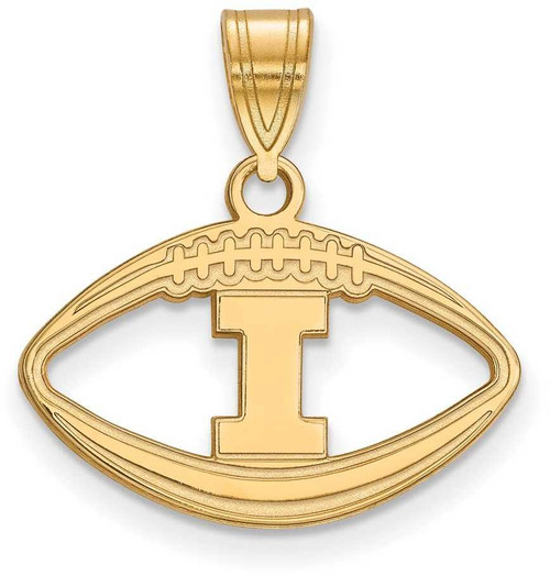 Image of Gold Plated Sterling Silver University of Illinois Pendant Football by LogoArt