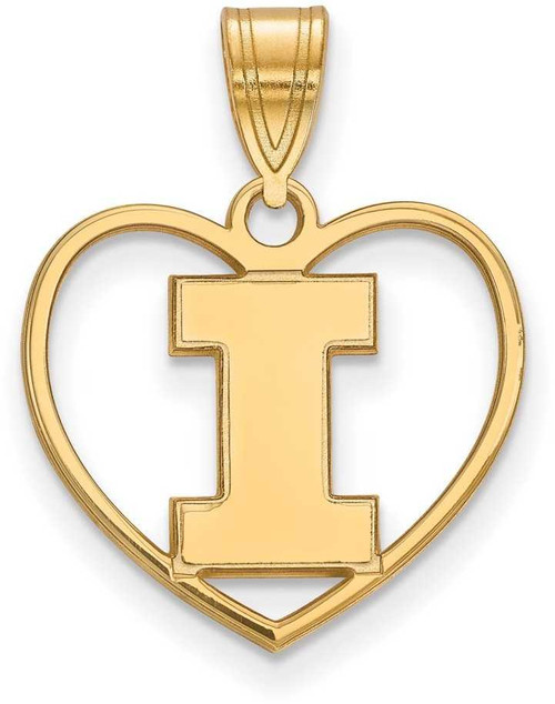 Image of Gold Plated Sterling Silver University of Illinois Pendant in Heart by LogoArt