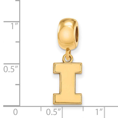 Image of Gold Plated Sterling Silver University of Illinois Small Dangle Bead by LogoArt