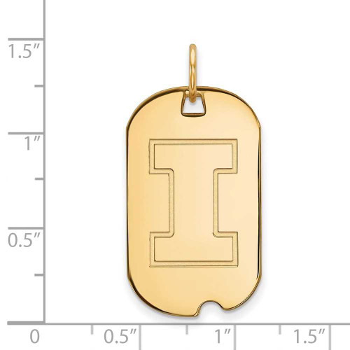 Image of Gold Plated Sterling Silver University of Illinois Small Dog Tag by LogoArt