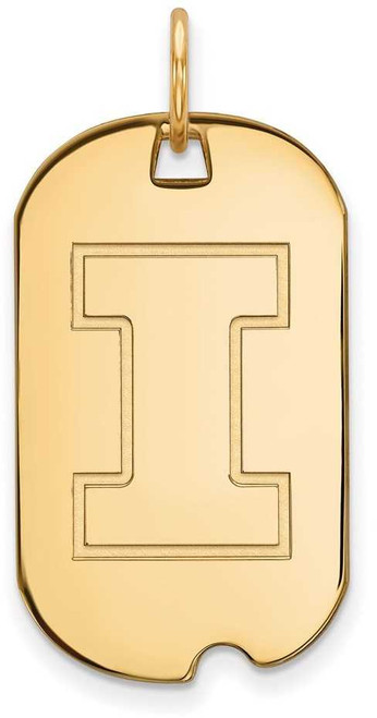 Image of Gold Plated Sterling Silver University of Illinois Small Dog Tag by LogoArt