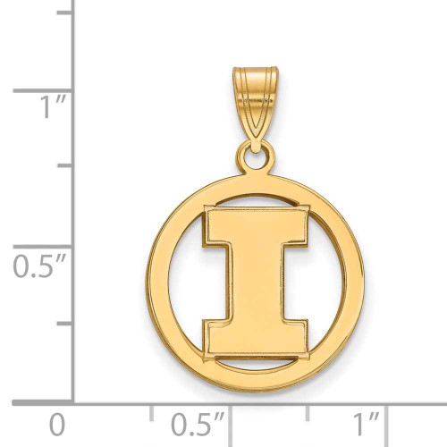 Image of Gold Plated Sterling Silver University of Illinois Small Pendant Circle LogoArt