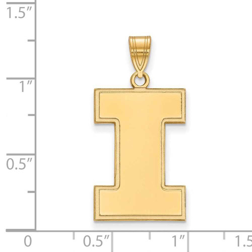 Image of Gold Plated Sterling Silver University of Illinois XL Pendant by LogoArt