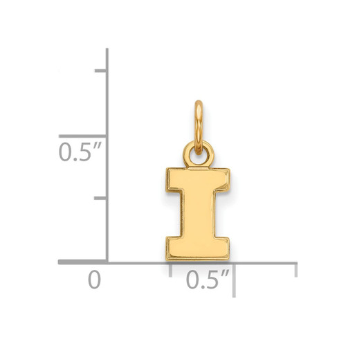 Gold Plated Sterling Silver University of Illinois XSmall Pendant LogoArt GP001