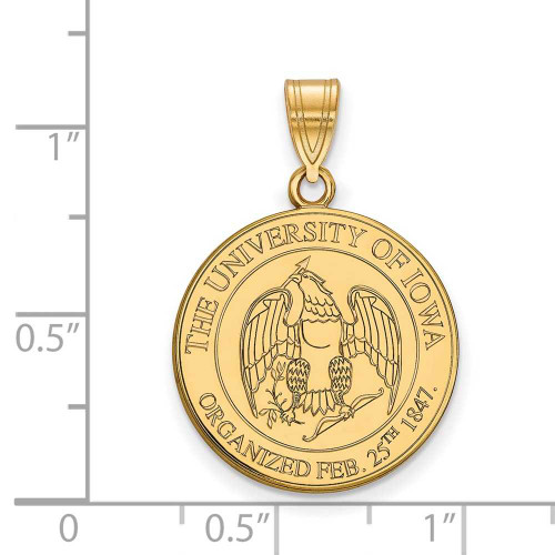 Image of Gold Plated Sterling Silver University of Iowa Large Pendant by LogoArt GP079UIA