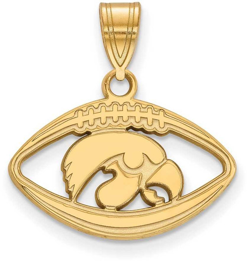 Image of Gold Plated Sterling Silver University of Iowa Pendant in Football by LogoArt