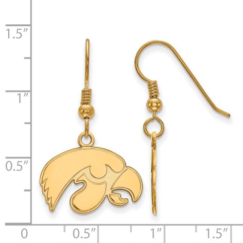Image of Gold Plated Sterling Silver University of Iowa Sm Dangle Earrings LogoArt GP007