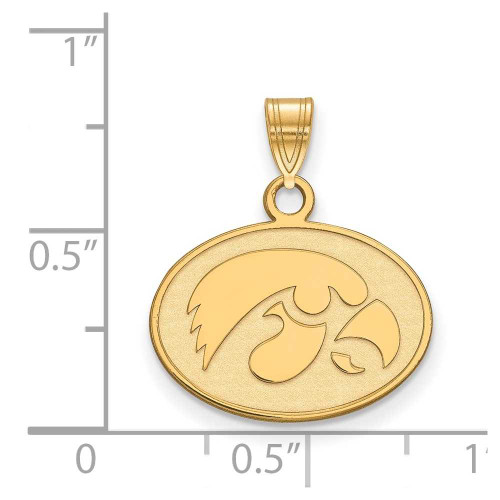 Image of Gold Plated Sterling Silver University of Iowa Small Pendant by LogoArt GP044UIA
