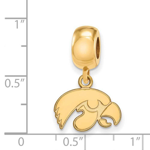Image of Gold Plated Sterling Silver University of Iowa X-Small Dangle Bead LogoArt Charm