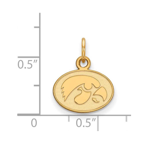 Image of Gold Plated Sterling Silver University of Iowa X-Small Pendant LogoArt GP043UIA